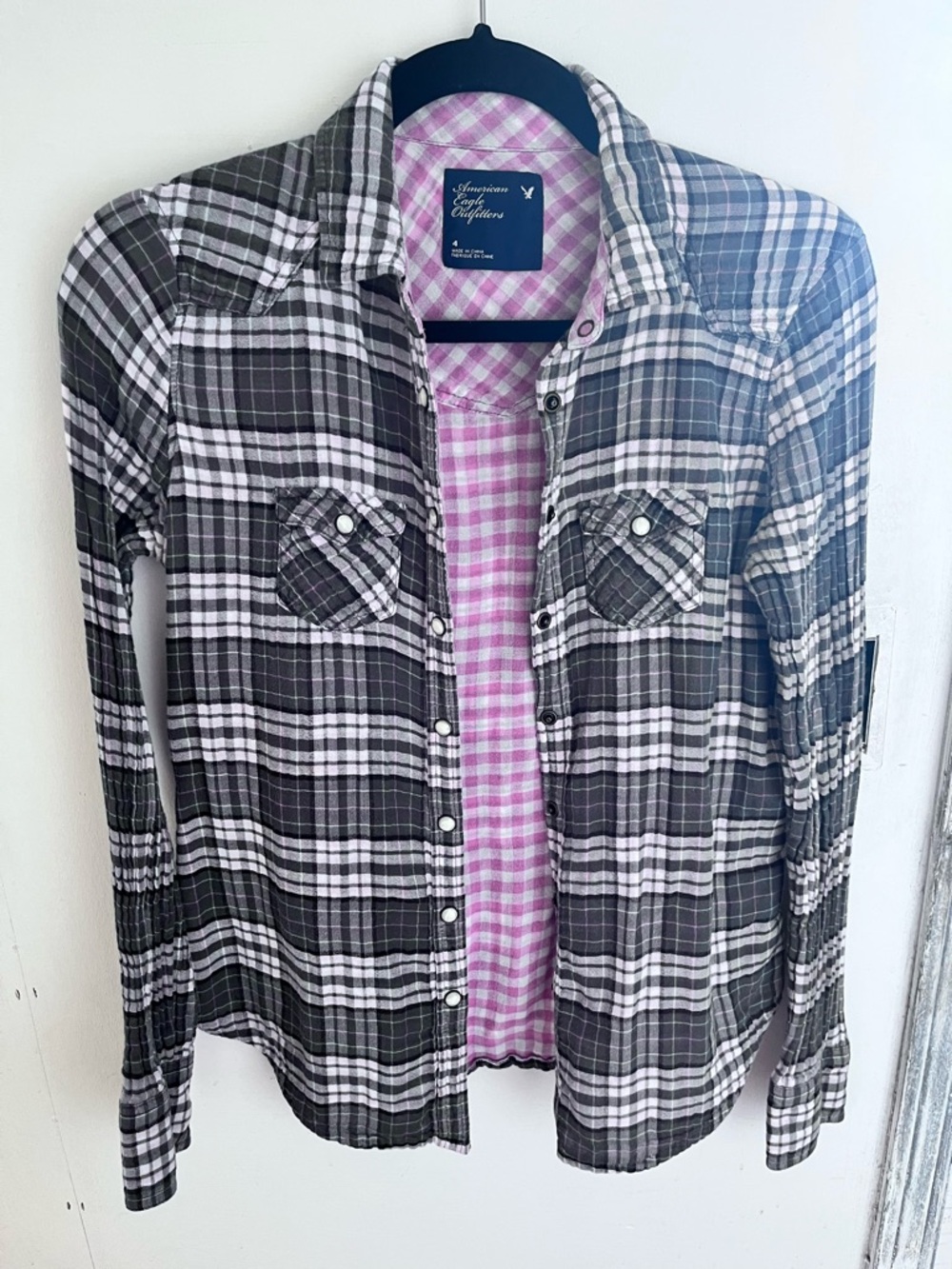 American Eagle Outfitters Plaid Button-Up Shirt Women's Small Western Rodeo